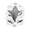 whale shark and mermaid tattoo design idea