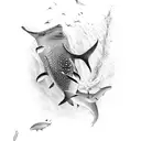 whale shark and mermaid tattoo design idea