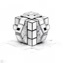 A Rubik's Cube transforming into a futuristic robot tattoo design idea