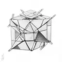 A Rubik's Cube transforming into a futuristic robot tattoo design idea