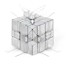 A Rubik's Cube transforming into a futuristic robot tattoo design idea