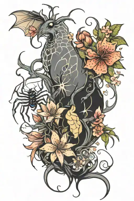 SPIDERLILy and moob tattoo design idea