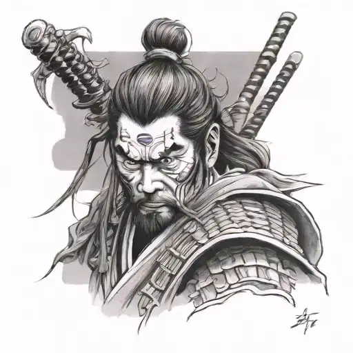 Miyamoto Musashi as samurai tattoo design idea