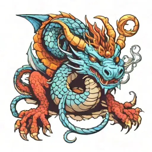 sleeping blue dragon tattoo design idea