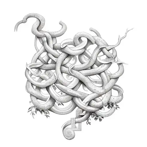 greek mythology with vines tattoo design idea