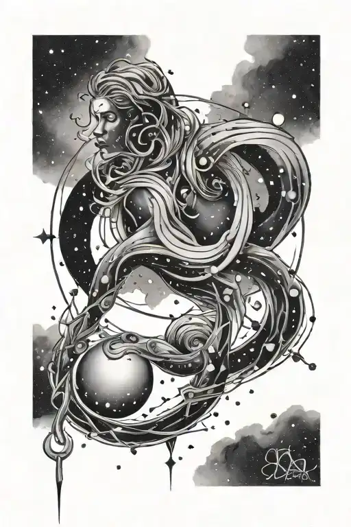 aquarius constellation tattoo design idea