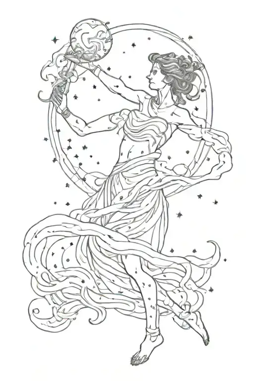water bearer with aquarius constellation  tattoo design idea