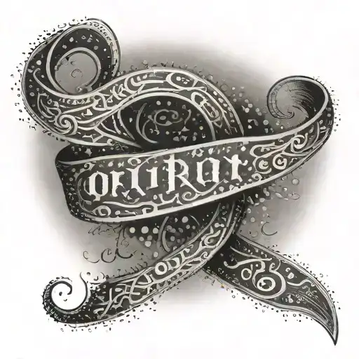 A dotwork tattoo of Latin script from a favorite saying wrapped around Orion's belt tattoo design idea