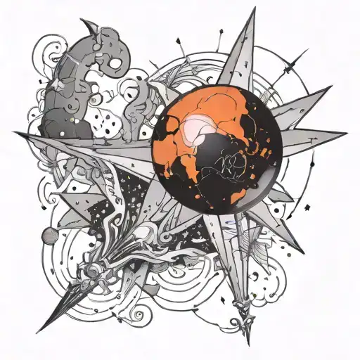Black and gray realism of Orion incorporating the constellation within the illustration tattoo design idea