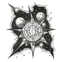 Black and gray realism of Orion incorporating the constellation within the illustration tattoo design idea