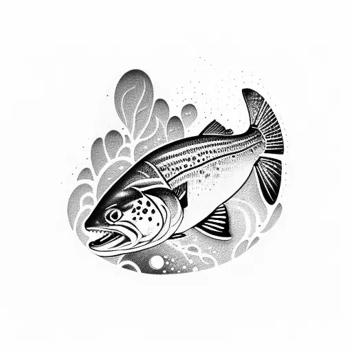 brook trout in the style of Gonzo art tattoo design idea