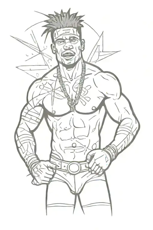 A tattoo design combining WWE wrestling and Basquiat elements tattoo design idea