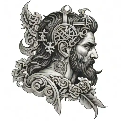 representation of stoicism 4 virtues tattoo design idea