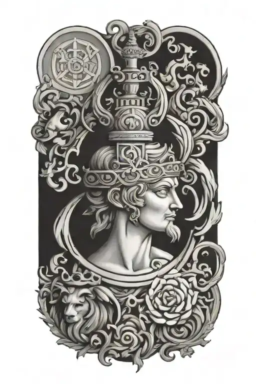 representation of stoicism 4 virtues tattoo design idea