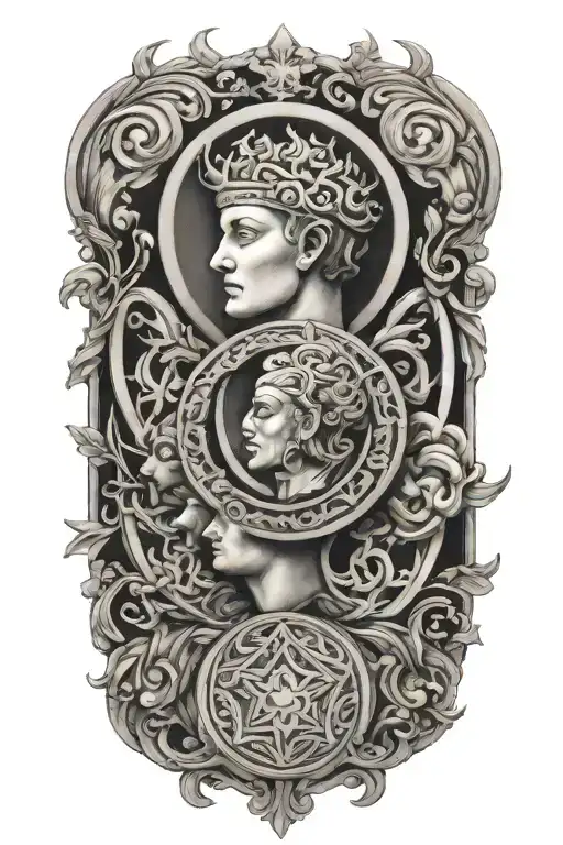 4 virtues of stoicism tattoo design idea