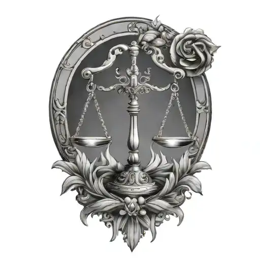 the 4 symbols of stoicism justice scales tattoo design idea