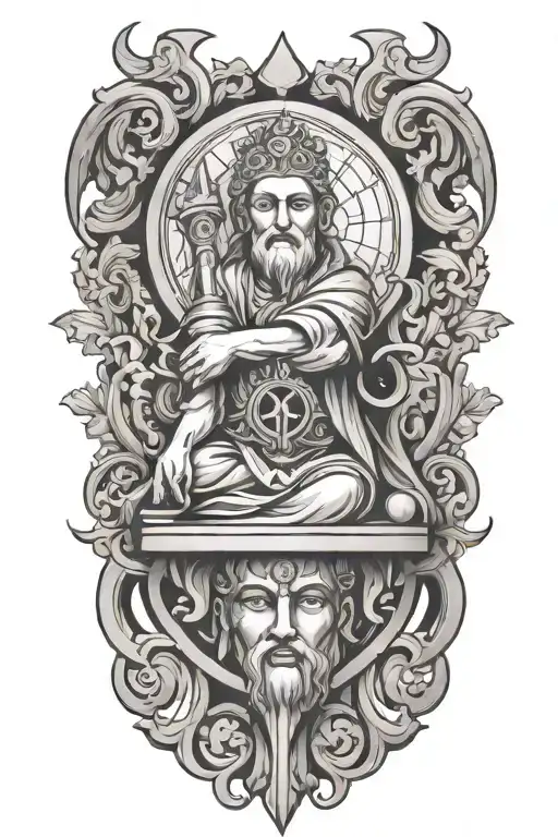 representation of stoicism 4 virtues tattoo design idea