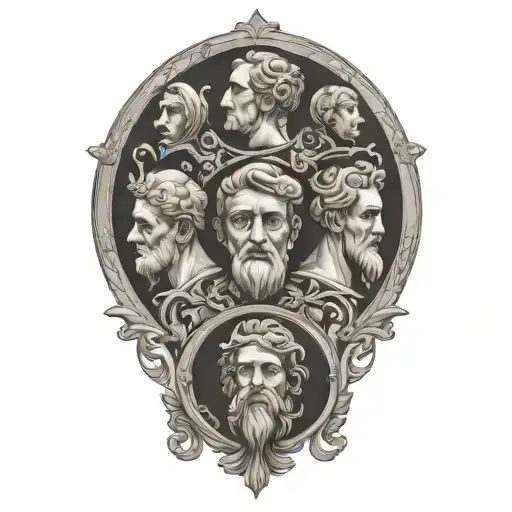  4 symbols of stoicism and its founders incorporated tattoo design idea