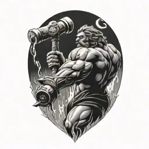 hephaestus hitting with the hammer tattoo design idea