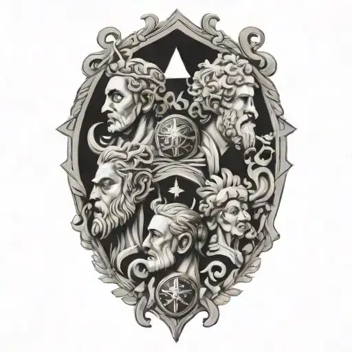  4 symbols Of stoicism and its founders incorporated tattoo design idea