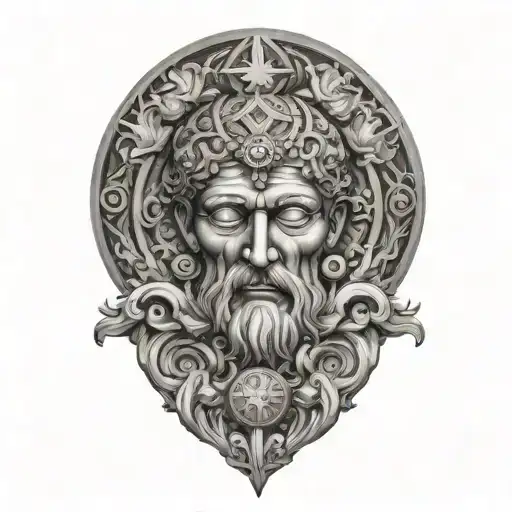 Incorporate the 4 symbols of stoicism into seamless piece tattoo design idea