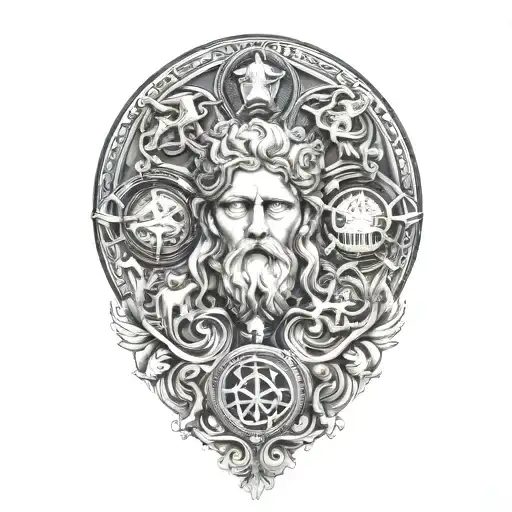 the 4 symbols of stoicism gods tattoo design idea