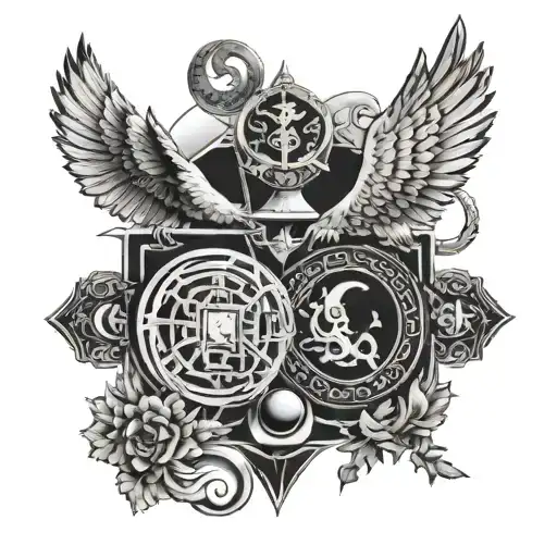 4 symbols of stoicism tattoo design idea