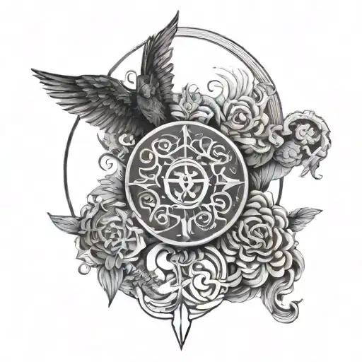 4 symbols of stoicism tattoo design idea