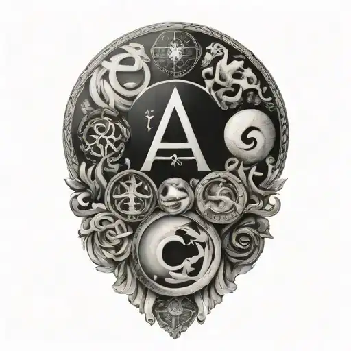 the 4 symbols of stoicism tattoo featuring iconic symbols tattoo design idea