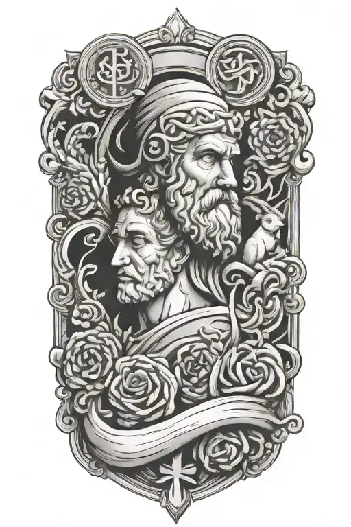 representation of stoicism 4 virtues tattoo design idea