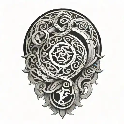 Stoic symbols intertwined tattoo design idea