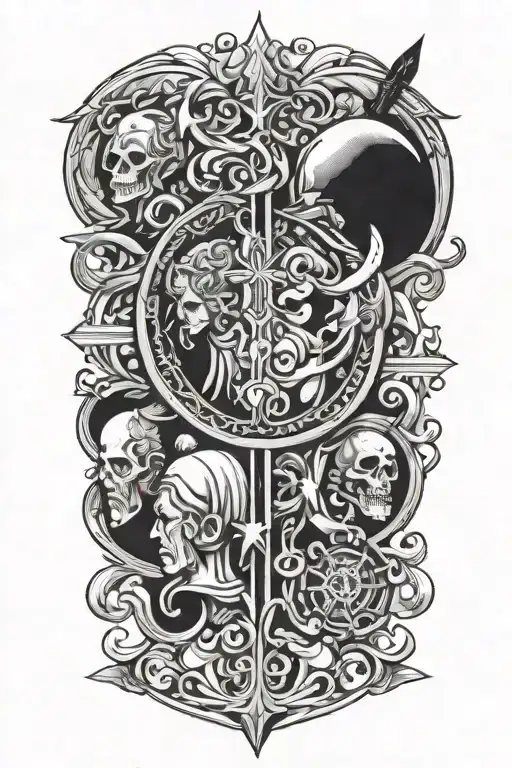 representation of stoicism 4 virtues tattoo design idea