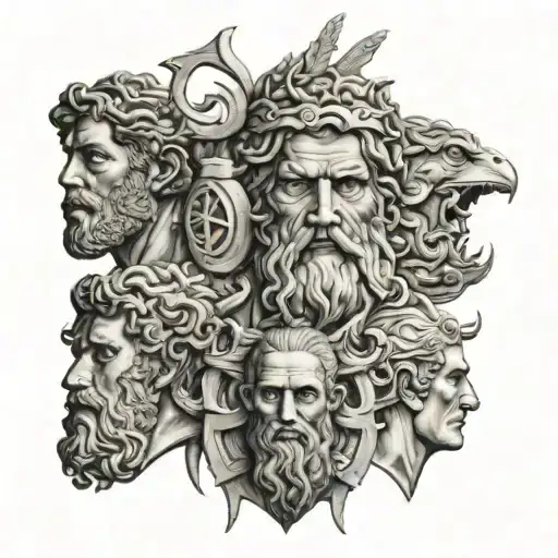 the 4 symbols of stoicism gods tattoo design idea