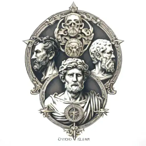 4 symbols of stoicism tattoo design idea