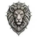 Stoic philosophy Symbols lion Owl Scales Greece style tattoo design idea