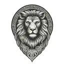 Stoic philosophy Symbols lion Owl Scales Greece style tattoo design idea