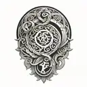 Stoic symbols intertwined tattoo design idea