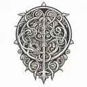 Stoic symbols intertwined tattoo design idea