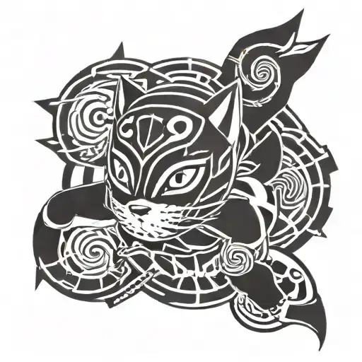 The anbu mark from Kakashi Hatake, surrounded by the Naruto's seal tattoo design idea