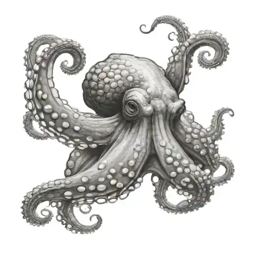 An octopus whose head is designed on the throat and its hand is on the sides towards the back of the neck tattoo design idea