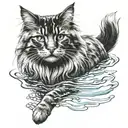 norwegian forest cat swimming tattoo design idea