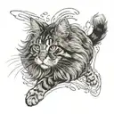 norwegian forest cat swimming tattoo design idea