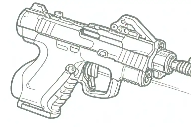 ₽ with Uzi gun tatto tattoo design idea