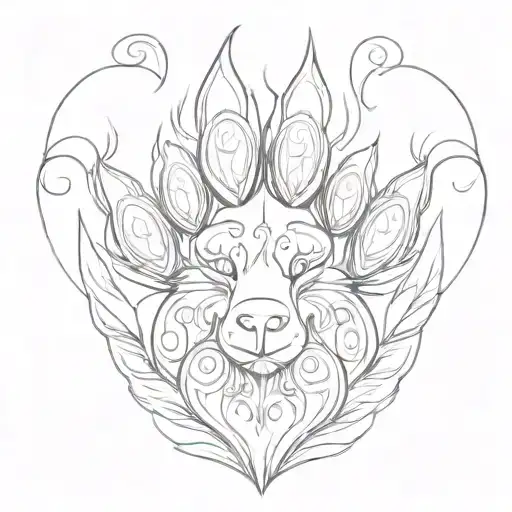 bear paw cat paw in the shape of one heart tattoo design idea