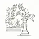 God winning chess with the devil tattoo design idea