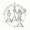God winning chess with the devil tattoo design idea
