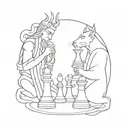 God winning chess with the devil tattoo design idea