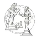God winning chess with the devil tattoo design idea