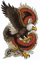 bald eagle fighting chinese dragon wrapped tattoo design idea