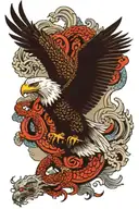 bald eagle fighting chinese dragon wrapped tattoo design idea